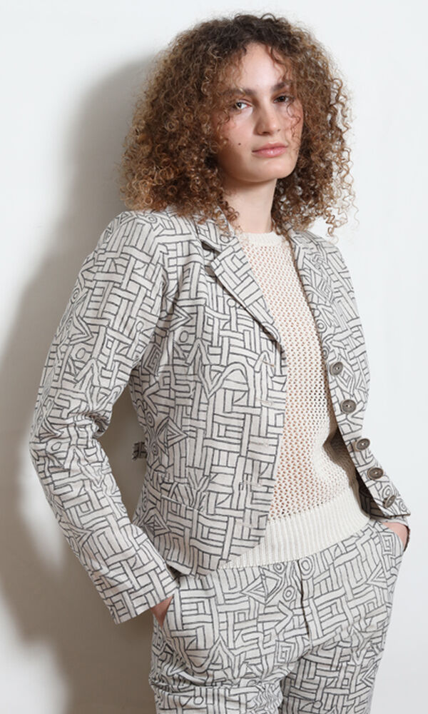 off-white and black graphic print Spencer jacket